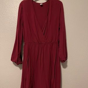 Maroon Long Sleeve Dress